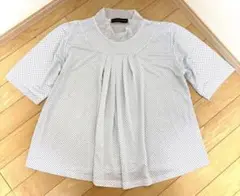ELEGANCE SHOP 半袖シャツ 白地 ピンドット