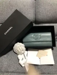 CHANEL シャネル 長財布 グリーン 箱あり