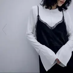 ADAM ET ROPE' カフス付きリブプルオーバー　ホワイト