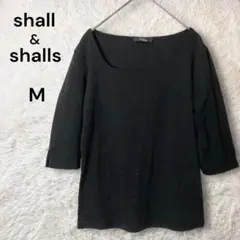 shall&shalls ラウンドスクエアネックトップス 5分袖 袖スリット M