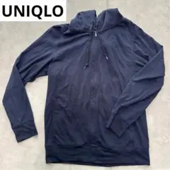 UNIQLO ネイビー フード付き　ジップアップトレーナー　パーカー　シンプル