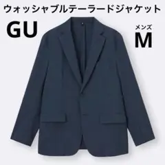 GU テーラードジャケット メンズM ウォッシャブル 薄手 ネイビー 夏 通勤