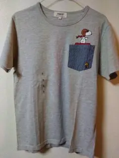 Right-on×スヌーピー ポケット付き コラボTシャツSサイズ グレー