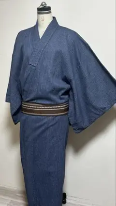 男物【しじら織浴衣・博多織角帯セット】綿麻浴衣・M～Lサイズ・メンズゆかた