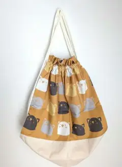 猫顔デザインのナップサック