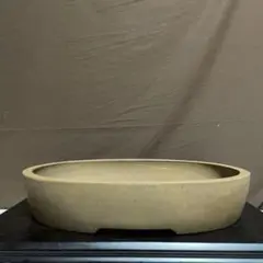 盆栽鉢 植木鉢 観葉植物 山野草 常滑焼 桃花泥 梨皮 楕円鉢 銭号磨製