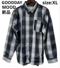 【新品未使用品】長袖チェック柄シャツ、タグ付き　size:XL