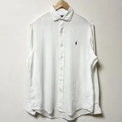 極美品 現行タグ POLO RALPH LAUREN 長袖リネンシャツ ホワイト
