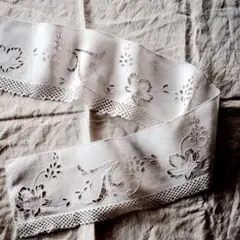 france 140c リネン ライラックと刺繍クロス カーテン アンティーク
