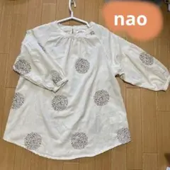 花模様刺繍の五分袖チュニック