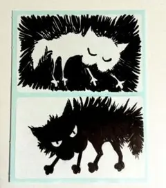 手描きイラスト　アナログイラスト　シール　 2枚セット　猫