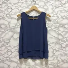 ユニクロ シフォンタンクトップ ネイビー Mサイズ レイヤードデザイン