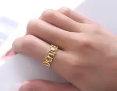 h49【数量限定◆】大ヒット商品 メタル☆リング ゴールド☆指輪 男女兼用 i4
