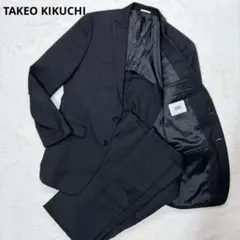 TAKEO KIKUCHI セットアップ シルク混 背抜き ストライプ ブラック
