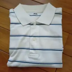 UNIQLO XL ホワイト ストライプ ポロシャツ