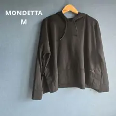 MONDETTA ブラック フード付きパーカー 【M】無地 レディース