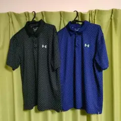 UNDER ARMOUR ドット柄ポロシャツ 2枚セット 黒青