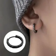 ♥️再販無し♥️フープ　メンズ　ピアス　アクセサリー　ブラック　シンプル　人気