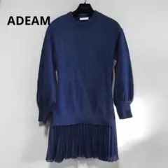 美品 フォクシー アディアム ニットワンピース フレア ネイビー L 6