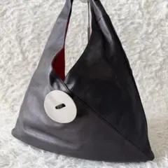 【カワカワ】button　ハンドバッグ　ワンショルダー　レザー 黒