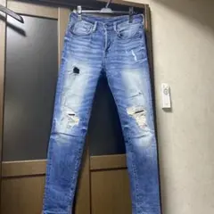 ダメージデニム ライトブルー スリムフィット