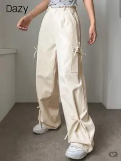 SHEIN DAZY カジュアル リボン カーゴパンツ