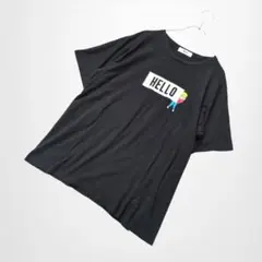 ウィゴー デザインtシャツ イラストプリント 黒 【M】綿コットン ユニセックス