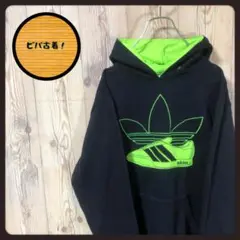 『希少デザイン』90s 古着 アディダス トレフォイル 刺繍ロゴ デカロゴ