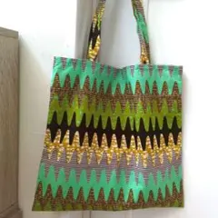 【ハンドメイド】アフリカンプリント エコバッグ内ポケット収納可35cm×35cm