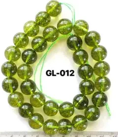 ペリドットA級ラウンド（人工）12mm、38cm連売り。