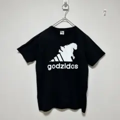 パロディーTシャツ☆黒白M半袖☆ゴジダス☆ゴジラ☆GODZIDAS☆シャツ
