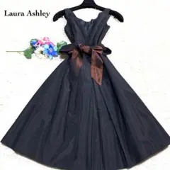 美品✨ローラアシュレイ フレアーふんわりワンピース リボン♡パニエ♡タック M