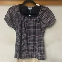 next eye チェック柄 パフスリーブ トップス