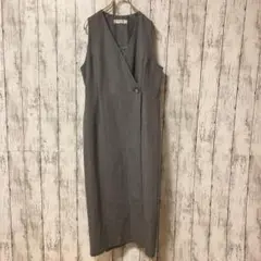 美品　Thoro Fare ノースリーブワンピース　9 ライトグレー　毛素材
