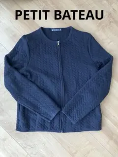 PETIT BATEAU ネイビー キルティングカーディガンS