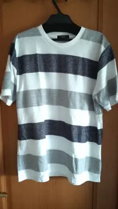 メンズ コムサイズム ボーダー デザイン 半袖Tシャツ L