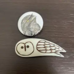 フクロウとヨタカのバッジ