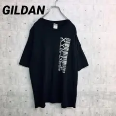 x0147 ギルダン Tシャツ 黒 XL ビックプリント バーコード 企業ロゴ