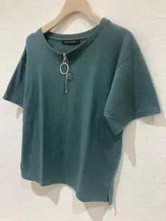 【秋服】グリーンTシャツ　リングジップ　秋夏