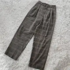 新品 GU ジーユー チェック テーパード パンツ　ハイウエスト M グレー