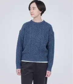 無印良品 メリノウールケーブル柄クルーネックセーター