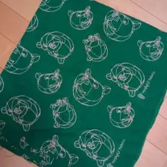 HAyU fabric Wガーゼ kokka 緑にピンク クマ 熊 くま