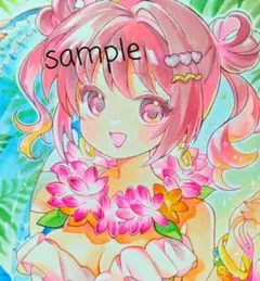手描きイラスト　「トロピカルサマー」
