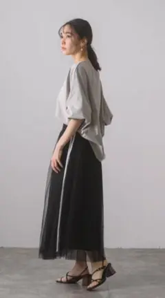 超美品　☆GALENA☆　サイドラインチュールスカート　イシカワラボ