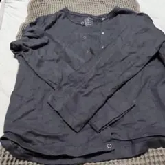 黒 XL ボタン付き長袖Tシャツ