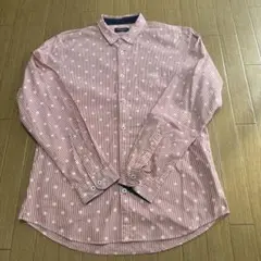 ブラックレーベルクレストブリッジ 赤と白のストライプ ドット柄 長袖シャツ