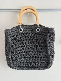 【美品】　LAKOLE サマーバッグ　大容量　バンブーハンドル　ハンドバッグ