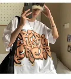 メンズ ストリート オーバーサイズ サイズ Tシャツ ホワイト