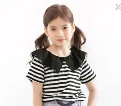 ストライプ フリル付き Tシャツ