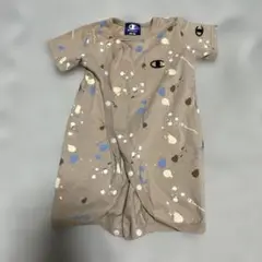 Champion ベージュ スプラッタープリントロンパース 50-60